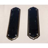 A pair of gloss black pottery door plates, 28cm x 8cm