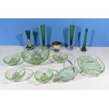 A selection of art glass and other pressed glass