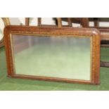 A Victorian inlaid mahogany mirror, 47cm x 83cm