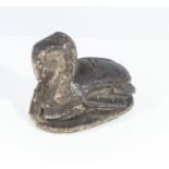 An antique Egyptian carved stone sphinx head scarab, with a fine detailed cartouche seal of large