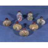 Seven 20th century Chinese internally painted snuff bottles