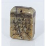 Chinese antique Qing dynasty soapstone seal/chop of fine quality, engraved to the body a poem in