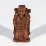 Hand carved hardwood Netsuke of an immortal (signed)