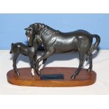 A Beswick Black Beauty and foal figure group, A/F