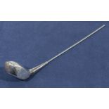 A Frigcast silver golf club cocktail stirrer stamped made in Denmark, 7.5" long