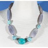 Ancient agate and Turquoise necklace