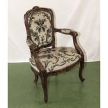 A walnut Louis XV style parlour chair