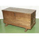 A Victorian oak coffer with carry handles, 195cm x 75cm