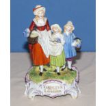 A Dresden porcelain Yardley soap advertising figure group, 30cm tall