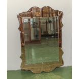 An Art Deco pink and clear wall mirror, 90cm x 60cm