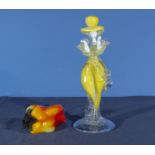 A Murano glass lady and an art glass pepper, 30cm tall and 13cm long