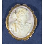 A Victorian 9ct gold cameo brooch,, 6cm x 5cm