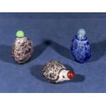 Three 20th century Chinese glass snuff bottles