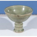 Song Dynasty Celadon glazed bamboo stem cup. 12.5cm dia. x 10cm