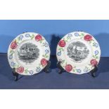 A pair antique Staffordshire Prattware childs nursery learning plates, circa 1820s/30s, with a