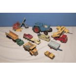 A collection of diecast trucks and trailers