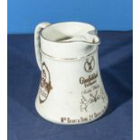 Glenfiddich unblended scotch whisky Burleigh pottery advertising bar water jug. Wm Grant and sons