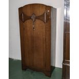 A 1930 single door oak robe. 160cm tall x 76cm wide x 40cm deep