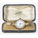 A Lady's 9ct gold wrist watch, total weight 28gms
