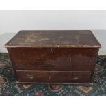 A Victorian pine bedding box with drawer, 116cm wide 58cm deep x 71cm tall