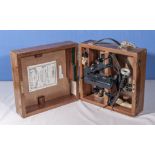 A fine quality ships sextant fitted in a mahogany case, made by Kelvin and Hughes ltd. Statens