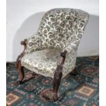 A rosewood framed early Victorian arm chair