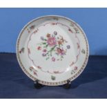 A Chinese antique 18th century famile rose floral decorated saucer dish of small size 5"dia