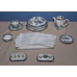 Booths Pagoda dinner ware together with vintage linen