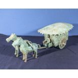 Han dynasty style bronze carriage and horses