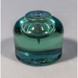 A Victorian aqua glass inkwell