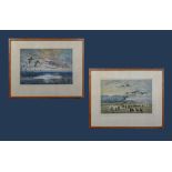 A pair of framed Peter Scott prints