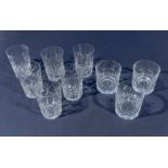 Six crystal hi-ball glasses and three whisky tumblers