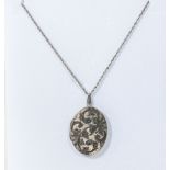 A silver locket and chain, 17gms