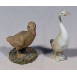 Two pottery ducks, 11cm and 13cm