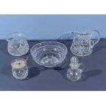 Five pieces of crystal glass