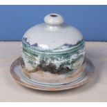 A Highland stoneware cheese dish and dome