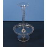 An etched glass epergne, 36cm tall