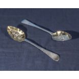 A pair of Georgian silver embossed gilded spoons by Peter, William and Ann Bateman, London date mark