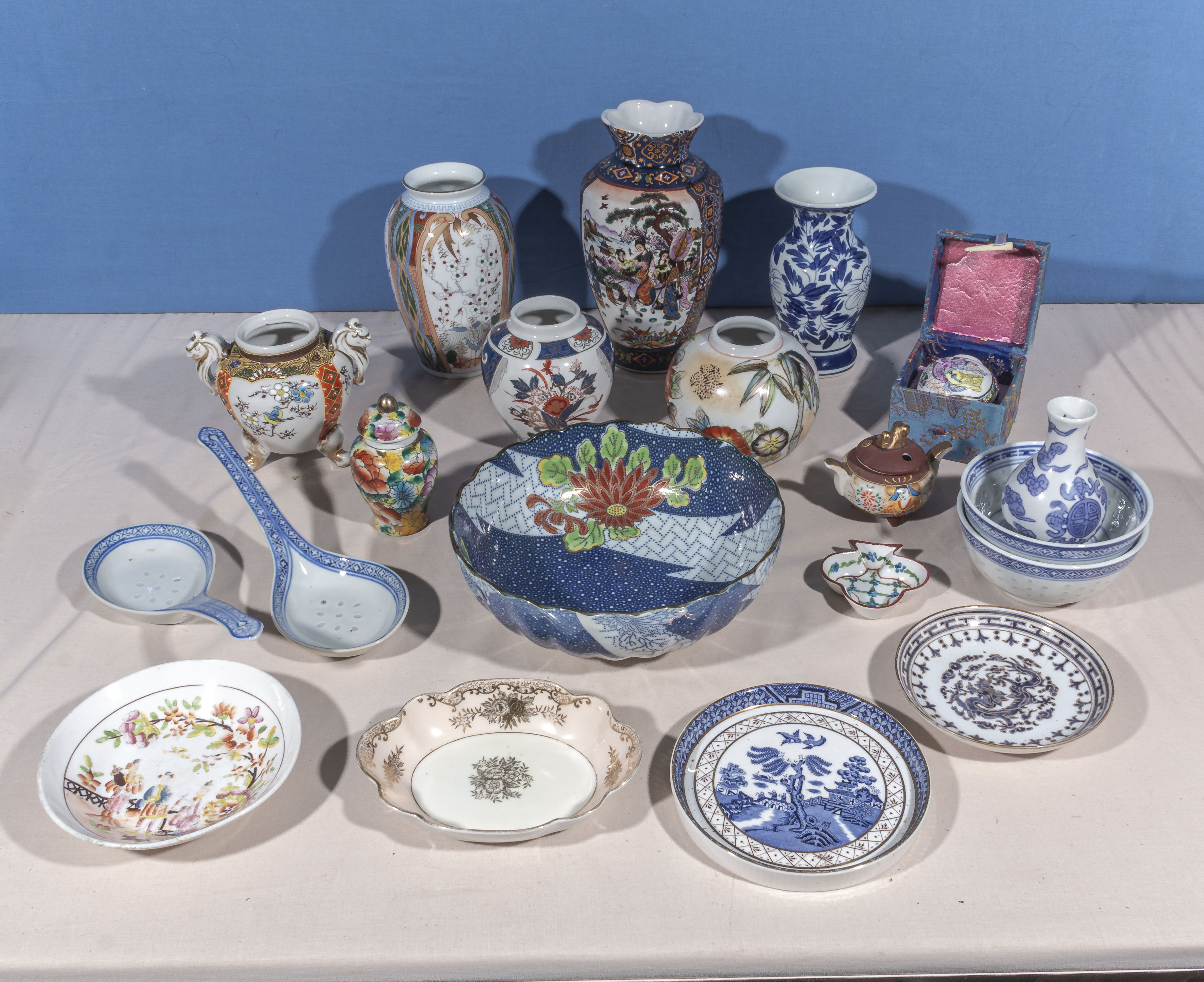 A collection of Chinese style china and pottery