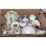 A box of assorted pottery and china