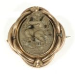 A Victorian Italian antique grand tour lava brooch, of the finest deep quality carving depicting a