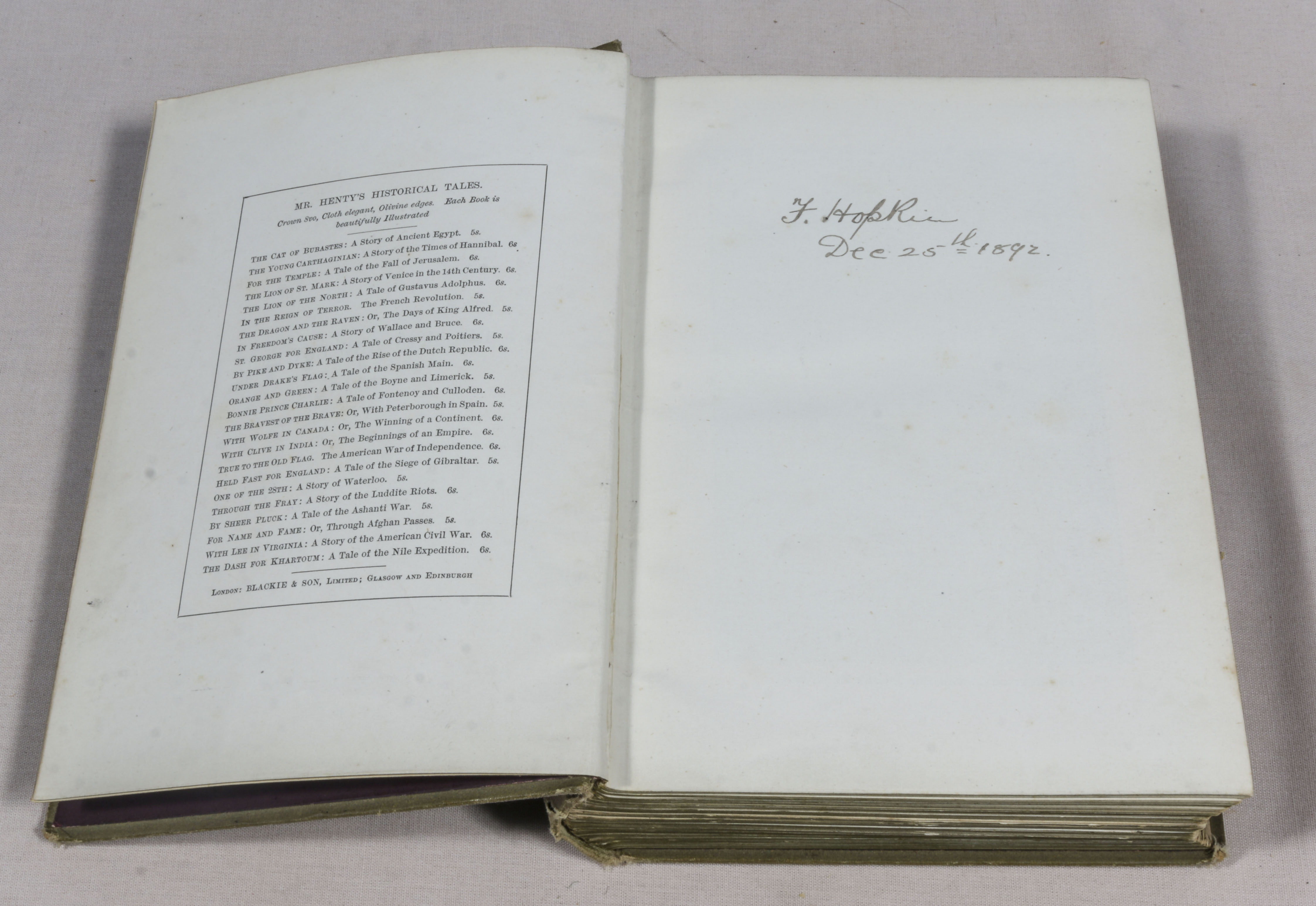 G. A. Henty. Redskin and Cowboy, tale of the western plains.1st edition. 1891 with 12-page - Image 5 of 6