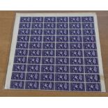 Complete sheet. Great Britain. King George V1. Victory stamps 3d (120.stamps) all gum intact clean