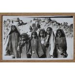 Vintage photograph of 6 sub Sahara tribal girls in the desert size 3.5" x 6".