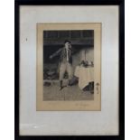 Dandy Sadler print/etching signed to the margins in pencil, depicting a huntsman in a pub smoking