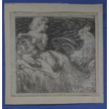 Charles Shannon. pencil signed. Etching number 13, titled The Intruder. unframed. size. 8" x 8"