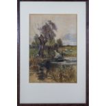 A framed watercolour of a rural scene, signed Williams, 13" x 9"