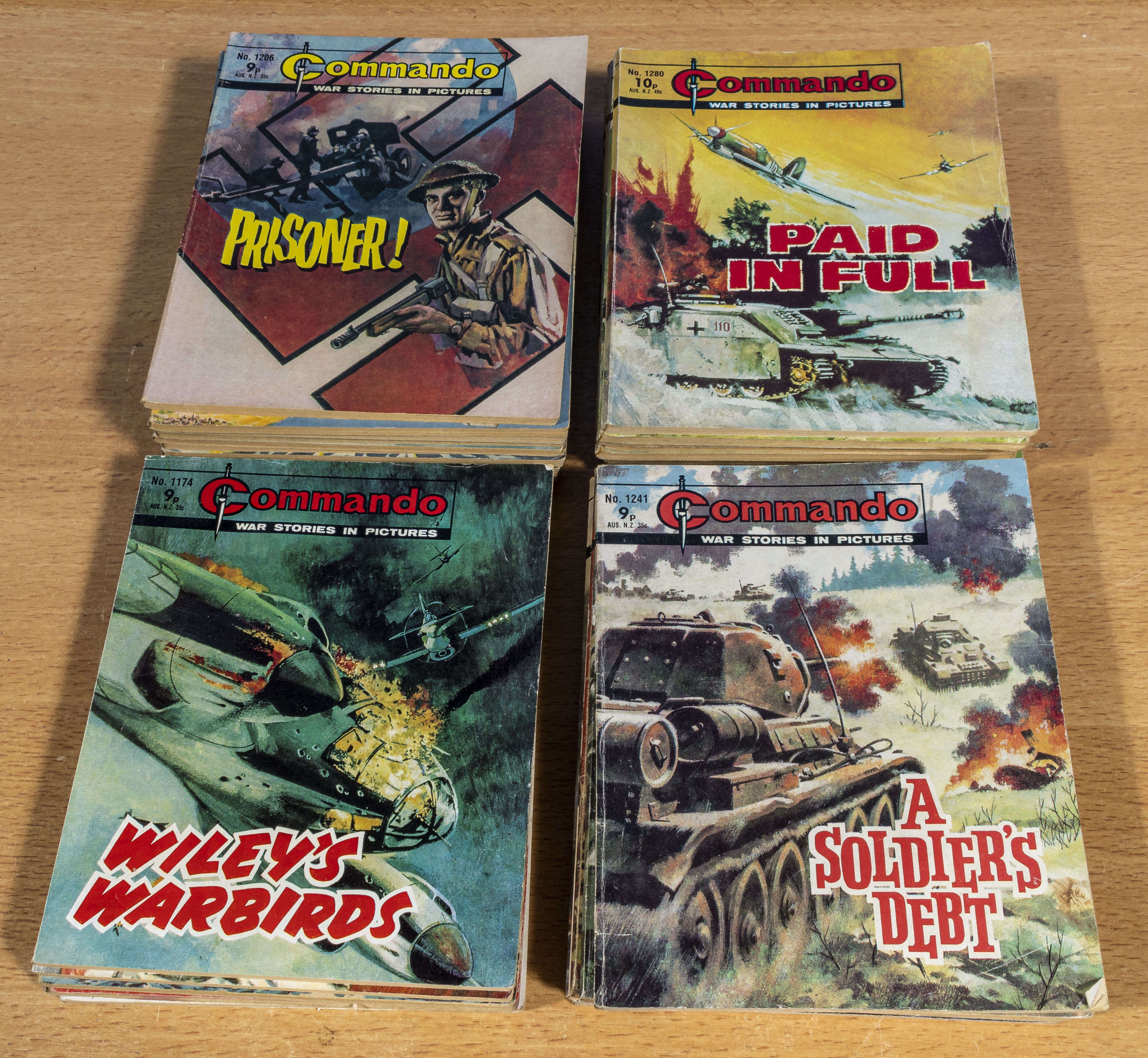 33 vintage Commando comics 9p & 10p 1977/79