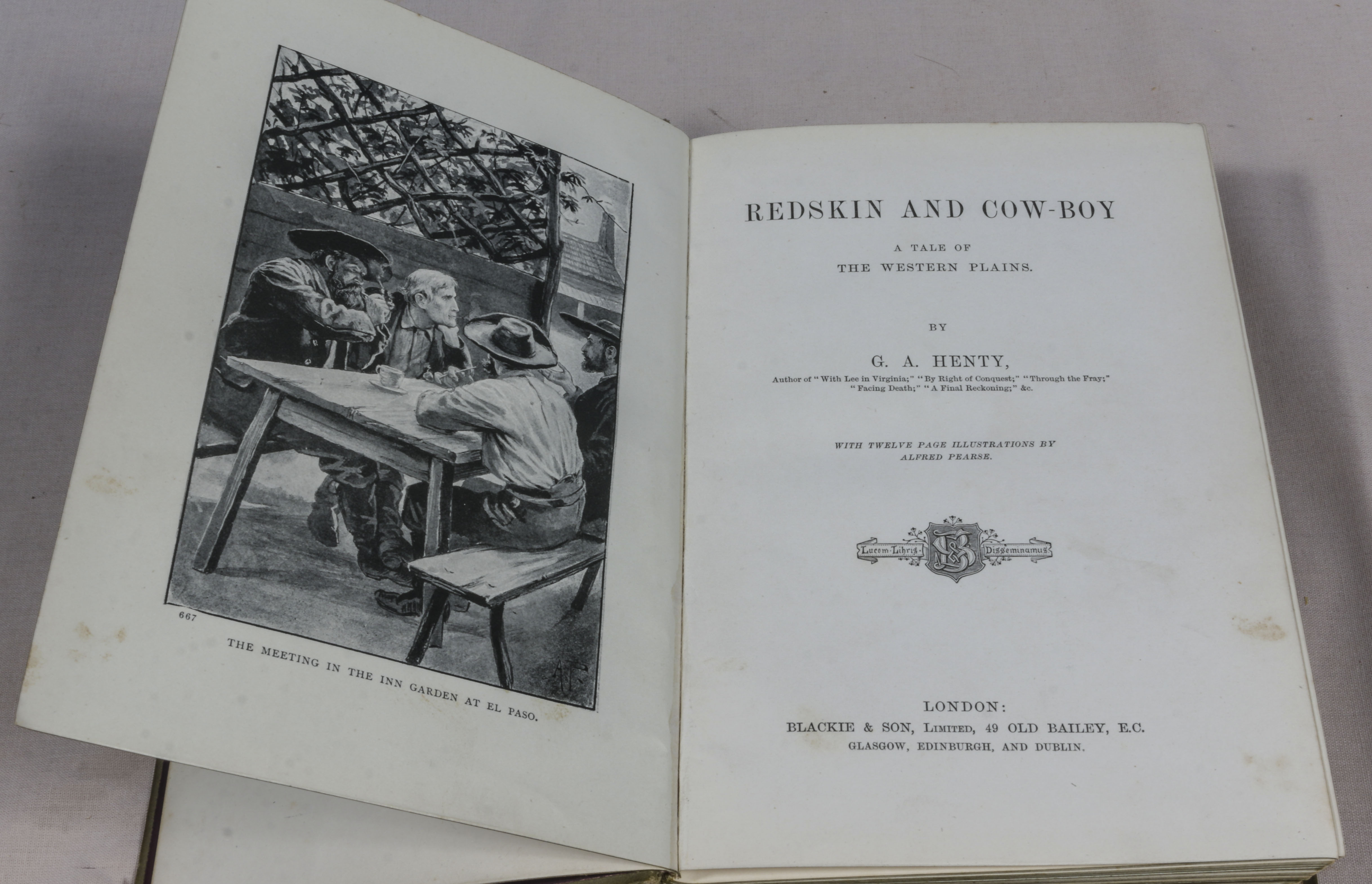 G. A. Henty. Redskin and Cowboy, tale of the western plains.1st edition. 1891 with 12-page - Image 6 of 6