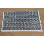 Full sheet of 120 British QE11 one shilling and sixpence stamps. (total sheet value Â£9) with